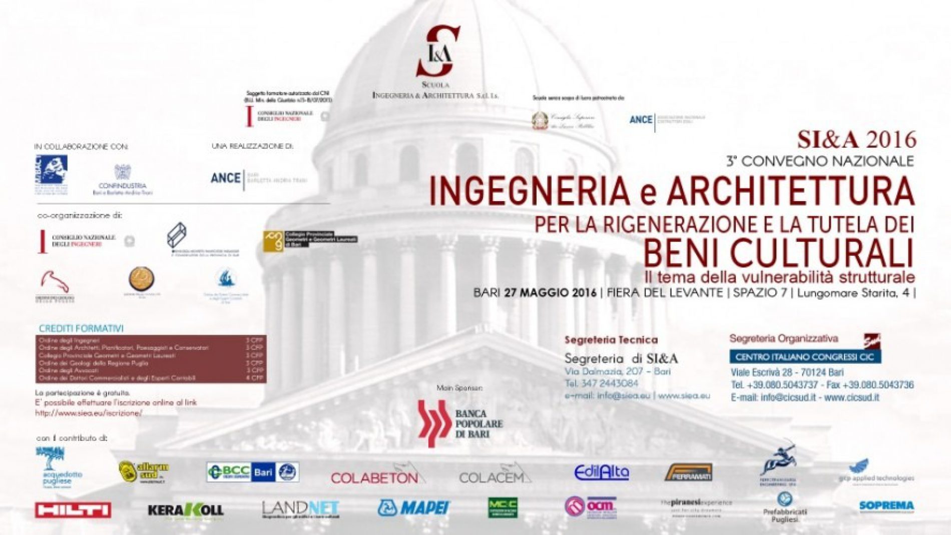 A Bari il terzo convegno nazionale su Ingegneria e Architettura per la Rigenerazione e la Tutela dei Beni Culturali