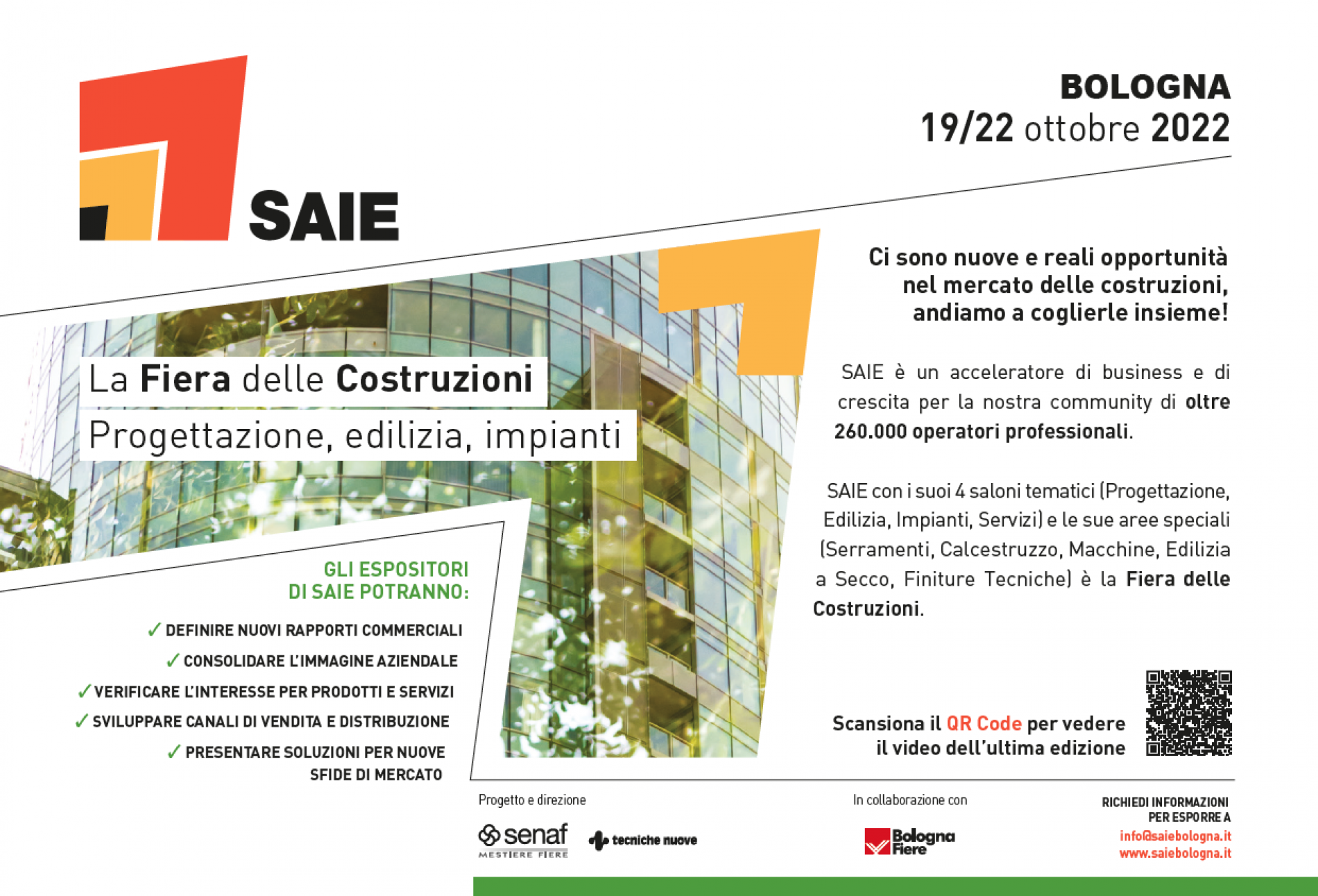 SAIE Bologna 2022: la SOSTENIBILITÀ come filo conduttore delle iniziative speciali per le aziende